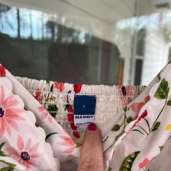 Old Navy Floral Print Dress with Pink and Green Veggies Print Size Large - Picture 3 of 3